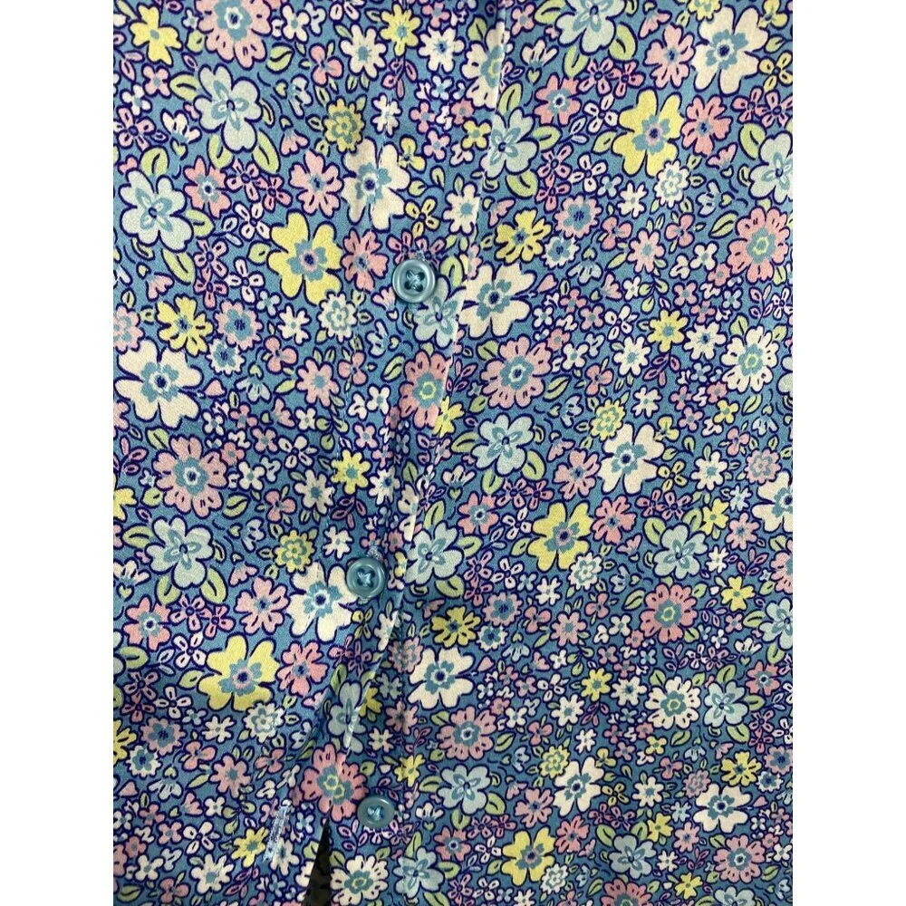 Frankies Bikinis Silk Ditsy Floral Button Up Cover up Top size Small Beach boho